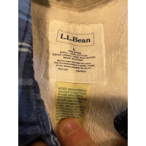 LL Bean shacket large mens outdoors blue light weight button up plaid - Picture 2 of 10